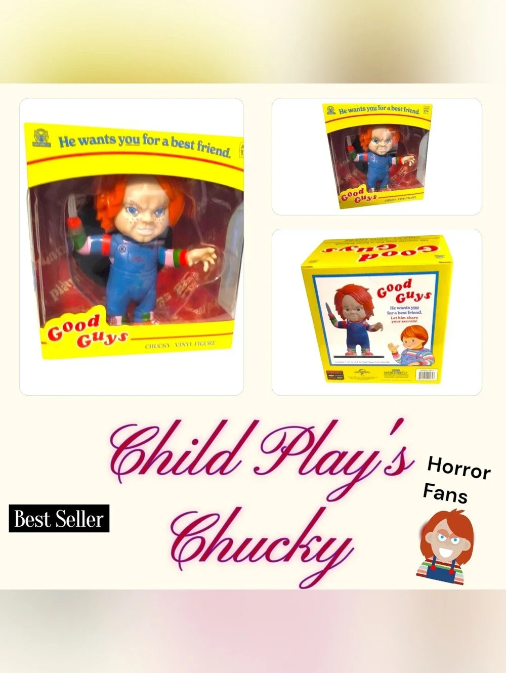 Good Guy Chucky Vinyl Figure - Orange Hair, Blue Outfit (Limited Edition)